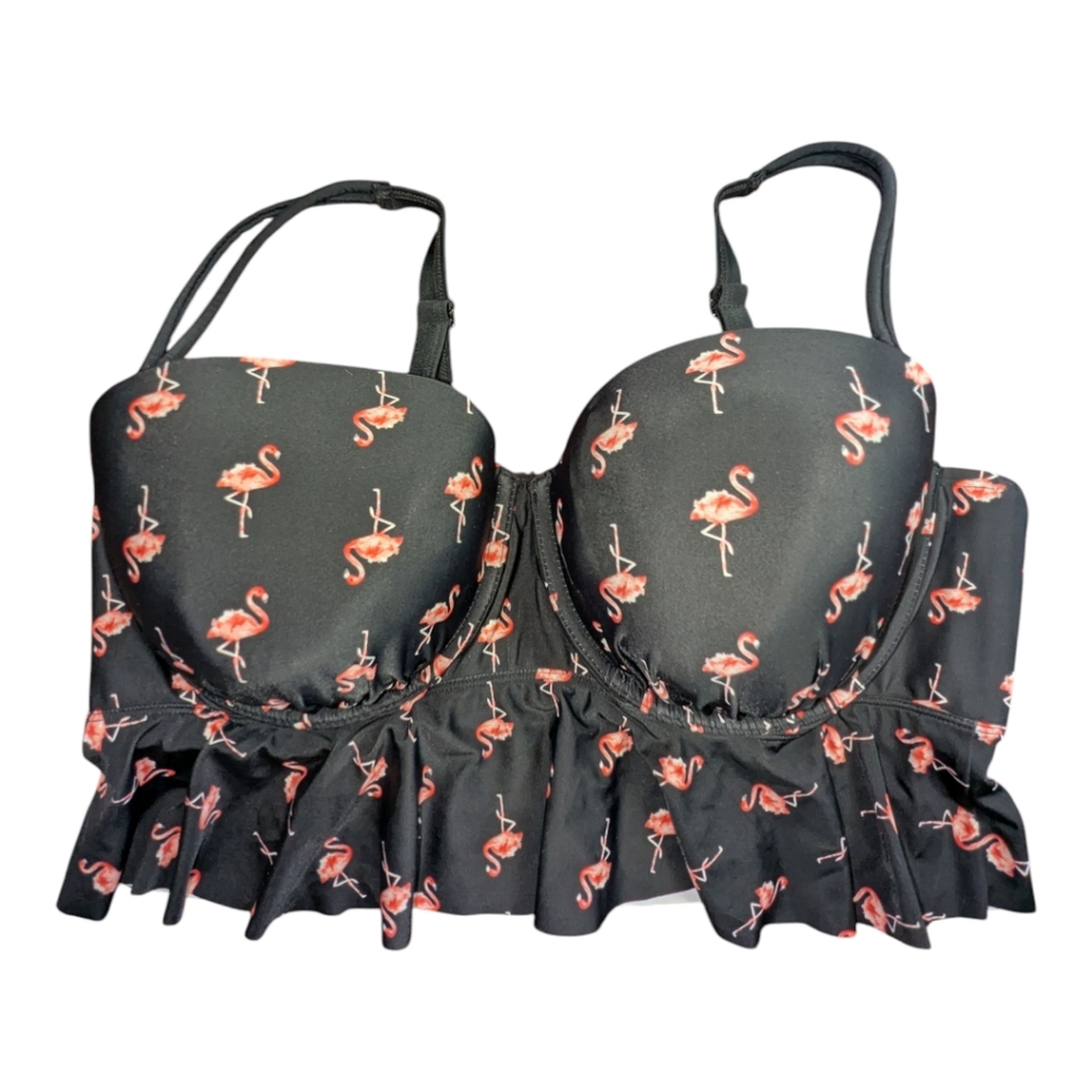 Swim by Cacique Flamingo Ruffled Swim Top, 42DD